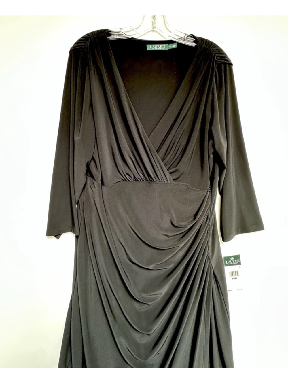 NEW NWT RALPH LAUREN DRESS 16W FAUX WRAP RUCHED SHEATH STRETCH WITCHY MSRP $119 - Picture 2 of 9